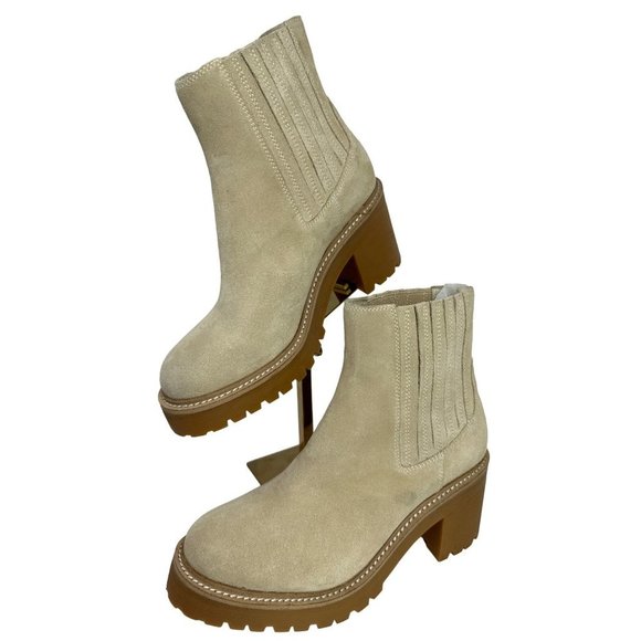 Jeffrey Campbell sz 10 Tan Tuckee Heeled Ankle Boot With Rubber Lug-Sole - Picture 1 of 9